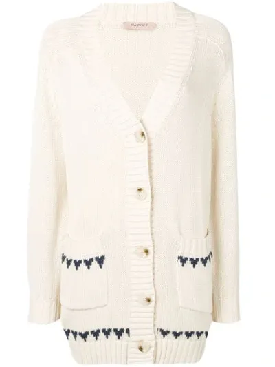 Twinset Embroidered Butterfly Cardigan In Neutrals