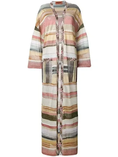 Missoni Long Striped Cardigan In Pink