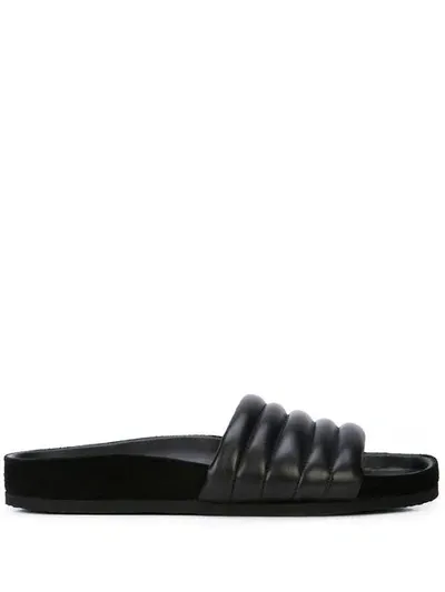 Isabel Marant Ribbed Slide Sandals In Black