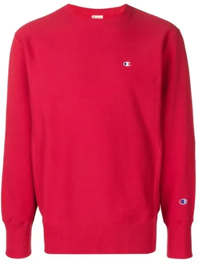 Champion Logo Embroidered Sweatshirt In Red