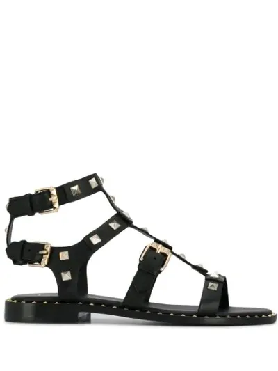 Ash Studded Caged Sandals In Black