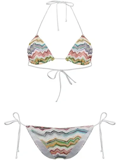 Missoni Zigzag Knit Triangle Bikini In White