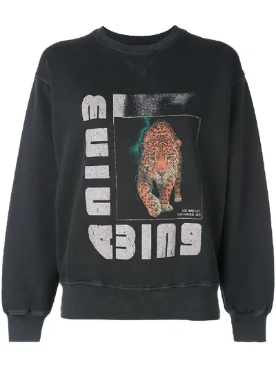 Anine Bing Wild Cat Graphic Sweatshirt In Black