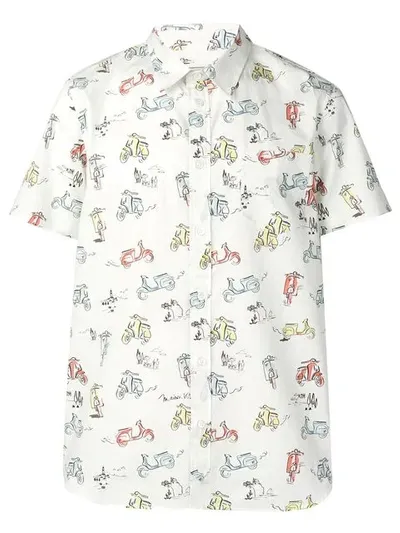 Maison Kitsuné Moped Print Shirt In White