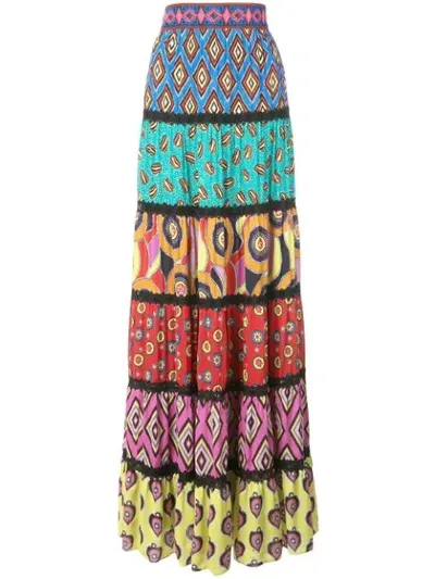 Alice And Olivia Carla Kranendonk X Alice + Olivia Lesa Paneled Maxi Skirt In Multicolor