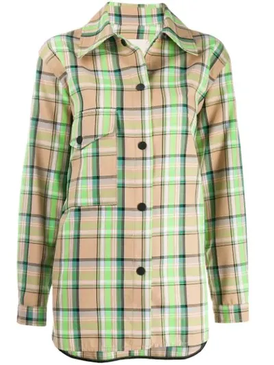 Tela Checked Shirt Jacket In Neutrals