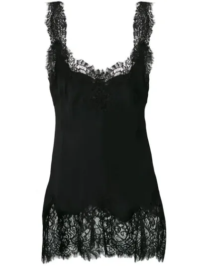 Gold Hawk Lace Trim Tank Top In C26 Black Black