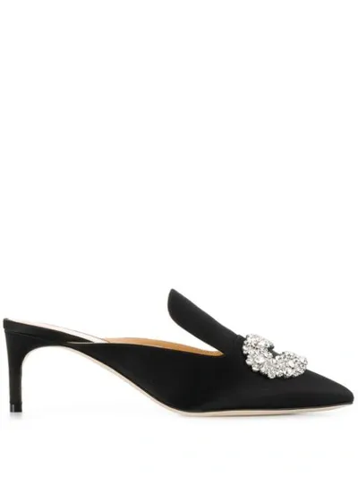 Giannico Daphne Satin Mules In Black