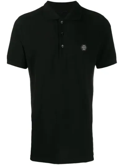 Philipp Plein Logo Plaque Polo Shirt In Black