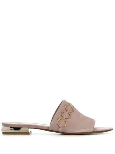 Tosca Blu Ring Embellished Sandals In Pink