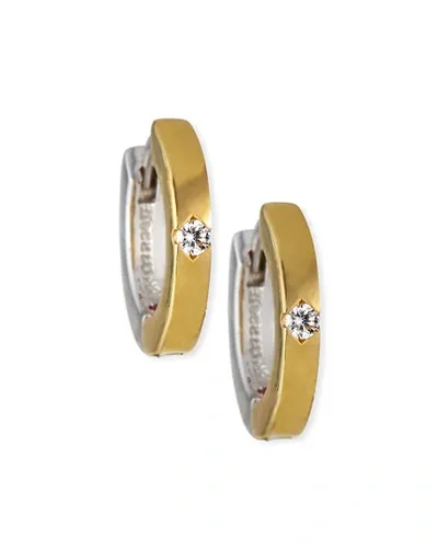 Roberto Coin Two-tone 18k Diamond Reversible Huggie Hoop Earrings In White/gold