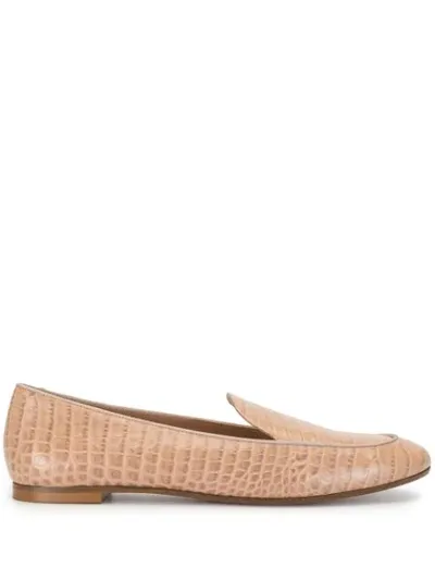 Aquazzura Purist Crocodile-effect Leather Loafers In Antique Rose