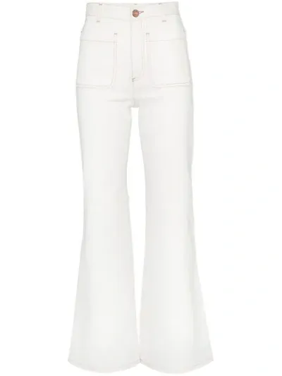 See By Chloé Contrast Stitch Flared Jeans In White