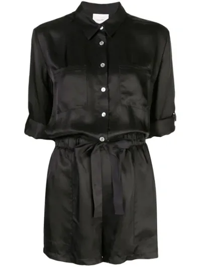 Cinq À Sept Giles Long-sleeve Drawstring Romper In Black