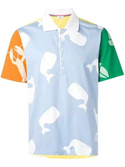 Thom Browne Cotton Sea Print Jersey Polo Shirt In Multicoloured