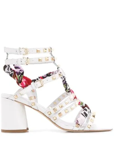 Ash Block Heel Sandals In White