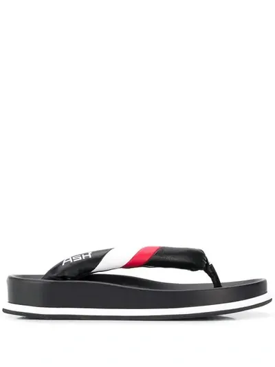 Ash Tonic Stripe Logo Flip Flop In Black