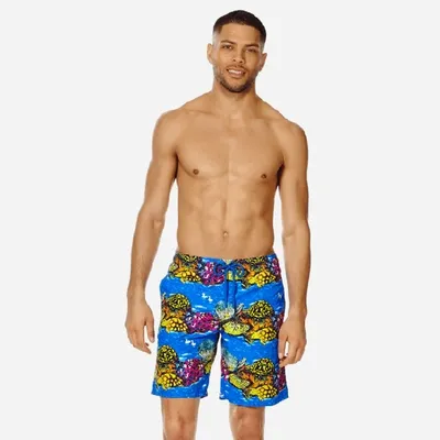 Vilebrequin Men Swim Trunks Long  X Hunt Slonem In Blue