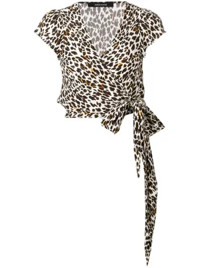 Andamane Leopard Print Wrap Top In White