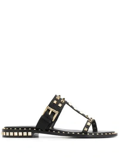 Ash Leather Prince Studded Sandals Colour: Black