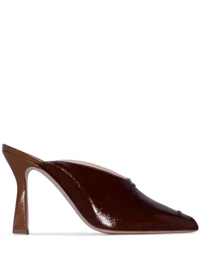 Wandler Niva Two-tone Patent Leather Mules In Brown