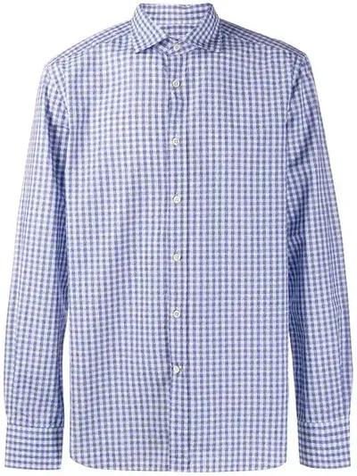 Corneliani Gingham Print Shirt In Blue