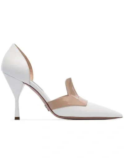 Prada Prade Open Side Loafer Pump In White