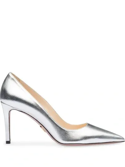 Prada Metallic Pumps In Silver