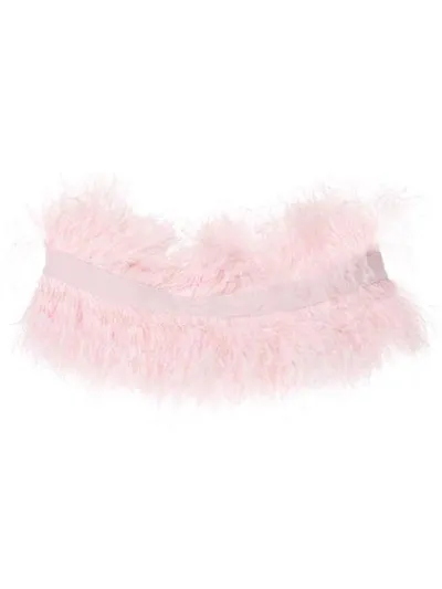 Isabel Sanchis Feather Plume Shrug In Pink