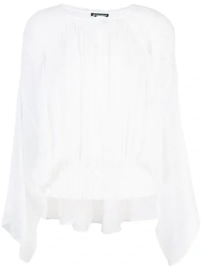 Ann Demeulemeester Pleated Collarless Shirt In White