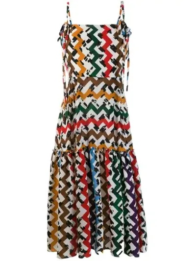 Edeline Lee Zig Zag Print Dress In White