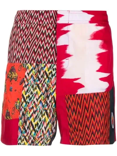 Missoni Patchwork Swim Shorts In Red