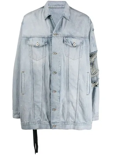 Ben Taverniti Unravel Project Bleach Distressed Denim Jacket In Blue