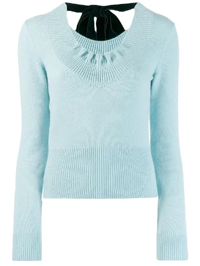 Alexander Mcqueen Bow Cashmere Sweater In Blue