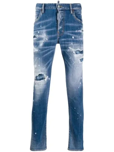 Dsquared2 Distressed Slim-fit Jeans In Blue