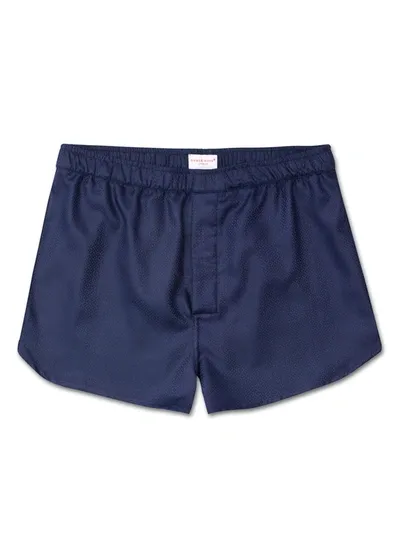 Derek Rose Lombard Cotton-jacquard Boxer Shorts In Navy