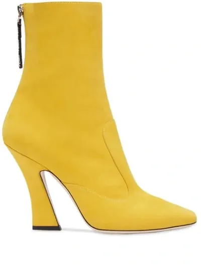 Fendi Ffreedom 105mm Nubuck Leather Booties In Yellow