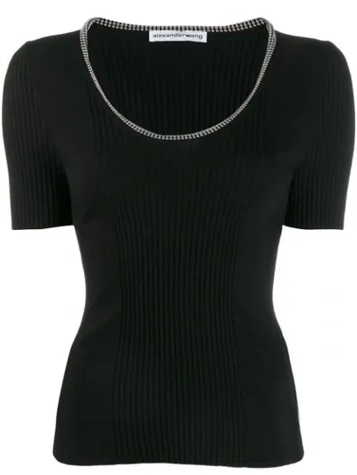 Alexander Wang Ribbed Knit T-shirt In Black