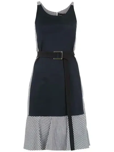 Gloria Coelho Belted Panelled Dress In Blue