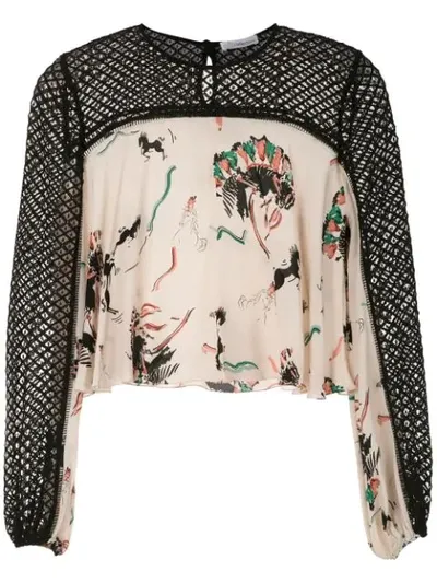 Nk Printed Silk Blouse In Black