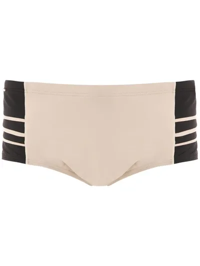 Amir Slama Panelled Swim Trunks In Brown