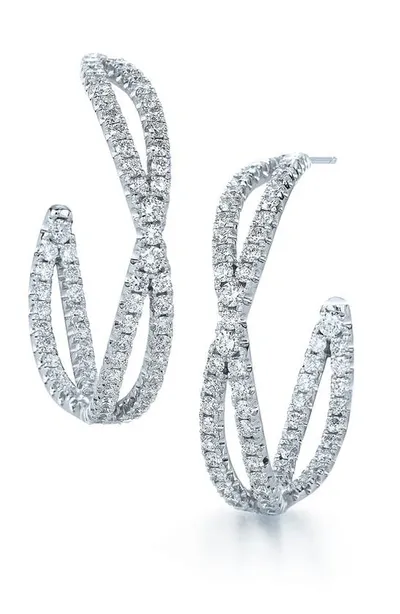 Kwiat Women's Fidelity 18k White Gold & Diamond Pavé Twisted Hoop Earrings