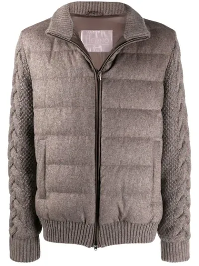 Herno Padded Knitted Jacket In Brown