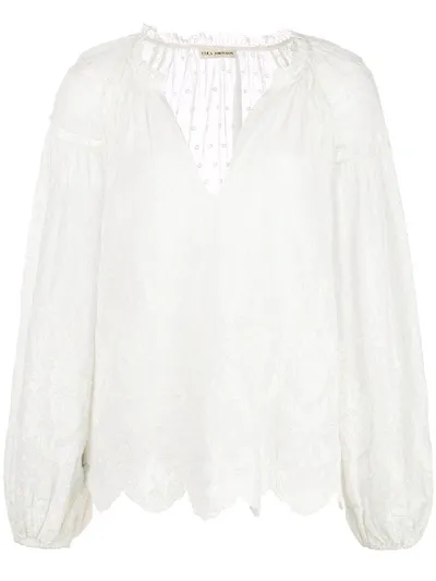 Ulla Johnson Embroidered Long-sleeved Blouse In White