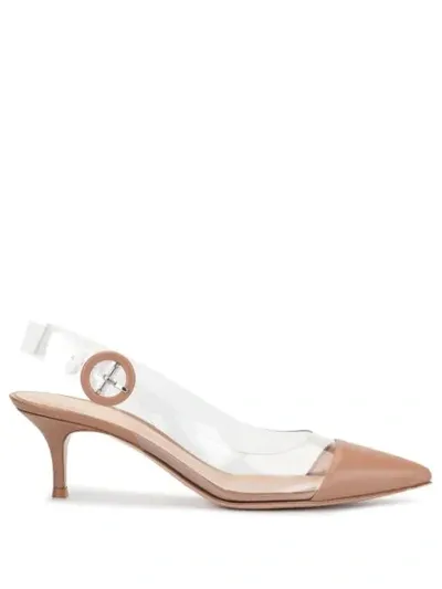 Gianvito Rossi Vitello Plexi 55 Leather And Perspex Pumps In Neutrals