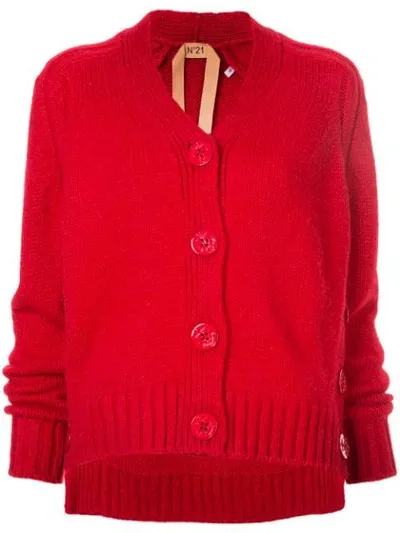 N°21 Ribbed V-neck Cardigan In Red