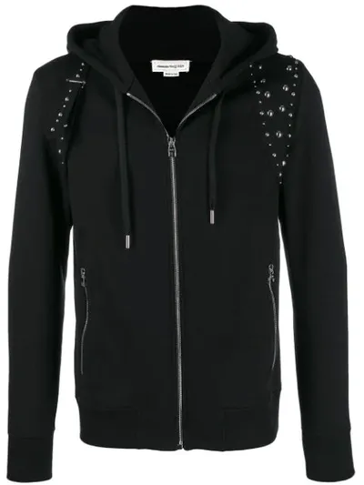 Alexander Mcqueen Kapuzensweatshirt Mit Nieten Und Zierriemen In Black