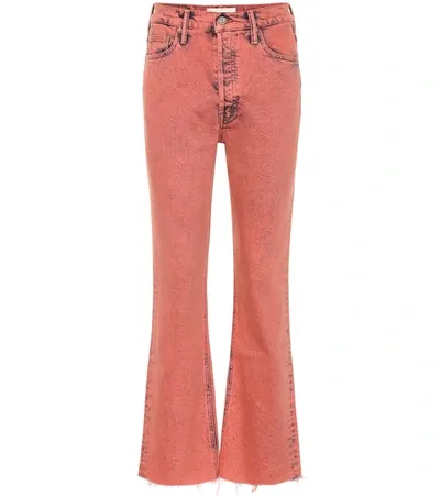 Mother Tripper High-rise Cropped Bootcut Jeans In Dark Pink