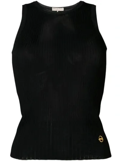 Emilio Pucci Ribbed Tank Top In Black