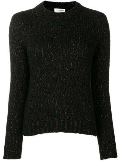 Saint Laurent Metallic Threaded Jumper In Black